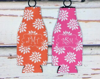 Set of TWO 2 Personalized Glass Bottle Hugger w Zipper - Design Your Own - Personalized Insulated Neoprene Beverage Holder Sleeve