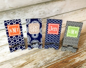 Custom Design Personalized Cell Phone Stand Device Holder in 2 Sizes - Choice of Design, Frame & Monogram - Design Your Own