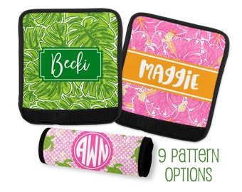 Sea Turtle Collection Personalized Luggage Finder - 9 Pattern Options - Neoprene Handle Wrap - Tropical Turtles & Flower Designs