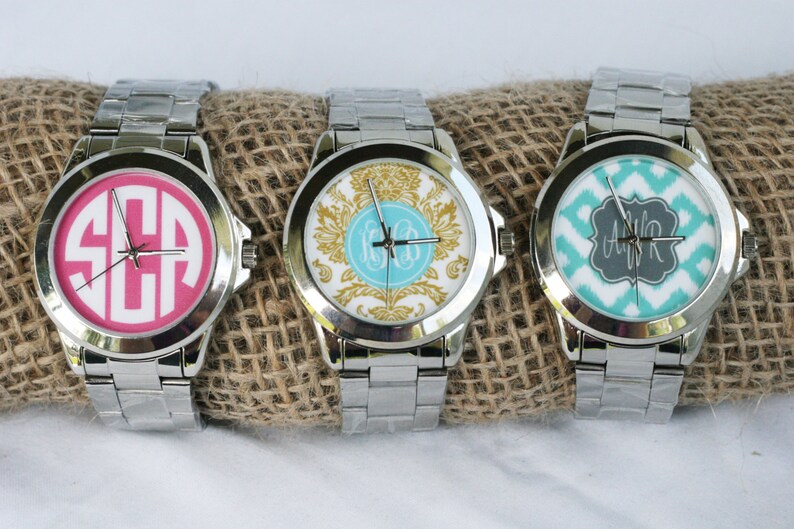 Stainless Steel Monogram Boyfriend Watch - Choice of Pattern, Color ...