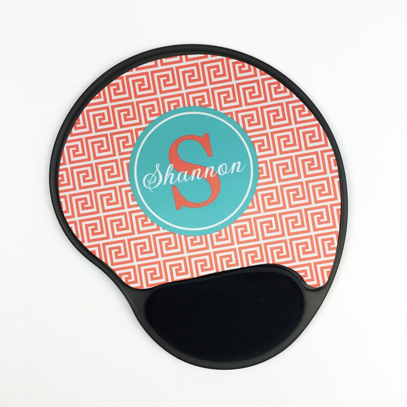 Greek Key Mouse Pad With Gel Wrist Rest Custom Design Etsy