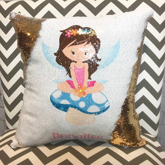 Fairy Design Flip Sequin Pillow Personalized Name Throw Pillow W Flipping Reversible Sequins Design Your Own Fairies Etsy