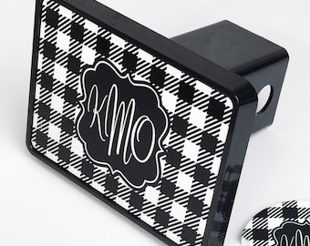 Buffalo Plaid Personalized Trailer Hitch Cover - 45+ Colors - Design Your Own Monogram Car Truck Tow Hitch - Check Checkered Preppy