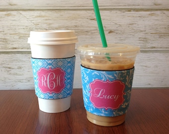 Personalized Reusable Coffee Cup Sleeve - Custom Pattern, Color, Monogram & More - Neoprene Beverage Holder Wrap Hugger