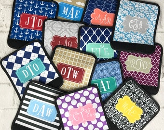 Monogram Luggage Finder Personalized Bag Tag - Customize w/ Pattern, Color, Frame & Monogram - Handle Wrap