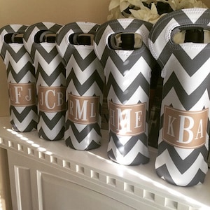 Personalized Wine Tote with Handle - Choice of Pattern, Color, Monogram & More - Custom Design Full Image Neoprene Wine Carrier
