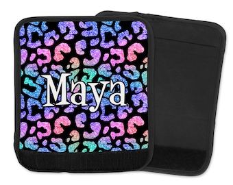 Rainbow Glitter Animal Print Design Personalized Luggage Finder - 12 Pattern Options - Neoprene Handle Wrap - Bag ID Travel Gift