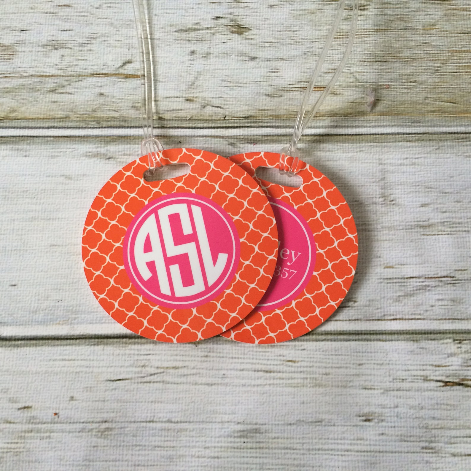 Set of 2 Personalized Round Luggage Tags 2 Sided Custom Etsy