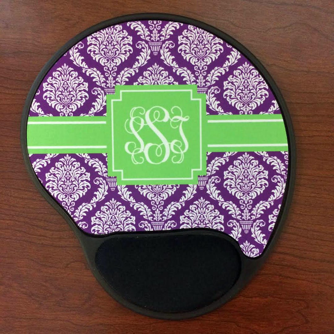 Custom Design Monogram Mouse Pad With Gel Wrist Rest Choice Etsy