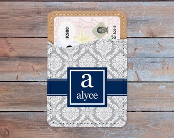 Personalized Vegan Leather Cell Phone Card Holder Caddy Phone Wallet - 45+ Patterns - Custom Design Gifts - ID Credit Card iPhone