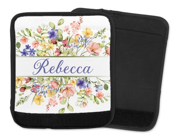 Personalized Wildflower Design Luggage Finder - Bag Tag - Floral Handle Wrap with Name