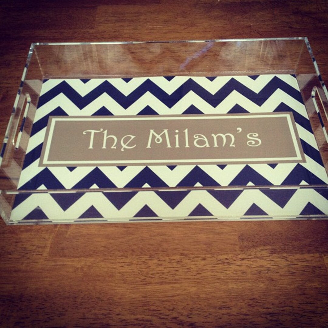 Monogram Acrylic Serving Tray With Custom Design Insert 2 Etsy