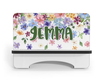 Cascading Wildflower Design Phone Stand Device Holder Charging Station - Customize with Name - Watercolor Flowers - Personalized