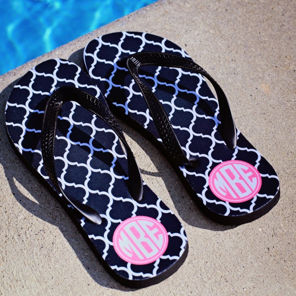Monogram Flip Flops - Custom Pattern, Color, Name & More - Personalized Flip Flop Beach Sandals - Summer Design Your Own