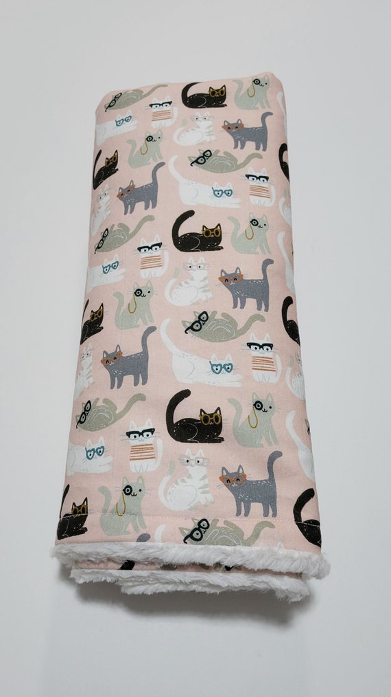 READY TO SHIP! Cat Print Handmade Minky Blanket for Baby or Pets