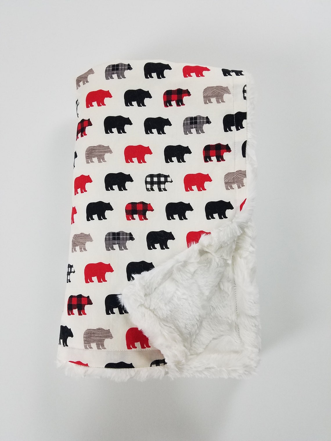 Bear Print Handmade Minky Baby Blanket Baby Gift READ TO Etsy Hong Kong