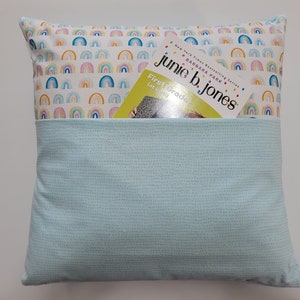 Rainbow Print Handmade Reading Pocket Pillow with Book - READY TO SHIP!