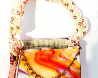Sherbet Swirl Stained Glass Handbag