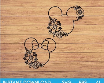 Mickey Mouse Hawaiian Flower Head SVG Decal - Downloadable Tropical Design