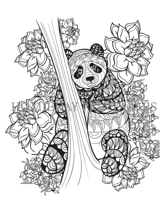 panda printable coloring page panda therapeutic art panda etsy