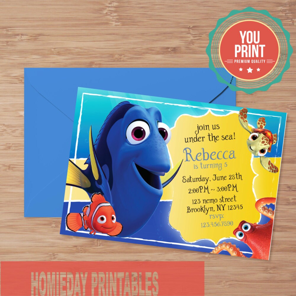 Finding Dory Birthday Invitation Finding Dory Invitation | Etsy