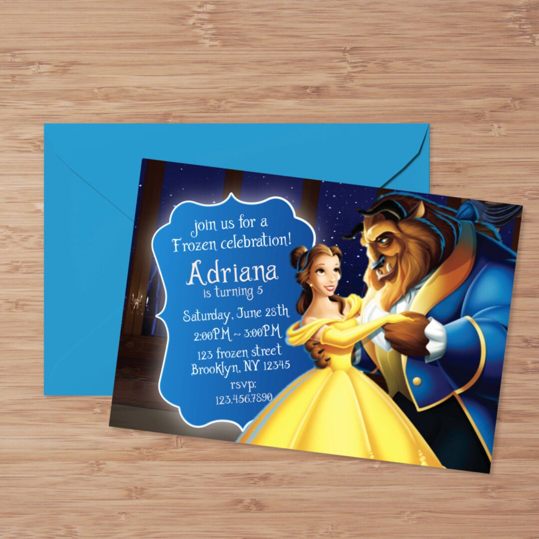 Beauty and the Beast Invitations Princess Belle Party Etsy