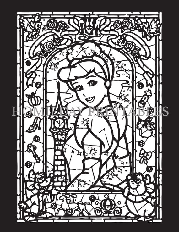 Disney Princess Stained Glass Coloring Pages