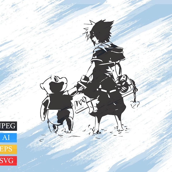 Sora and Winne the Pooh Kingdom Hearts SVG