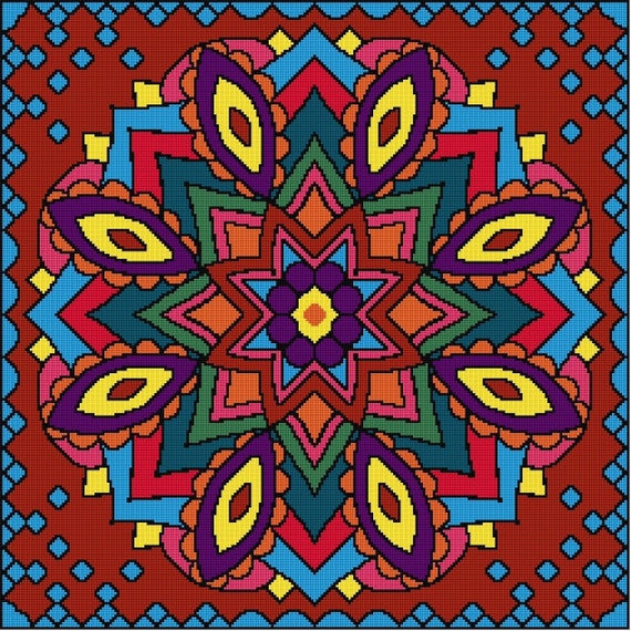 Counted Mandala Cross Stitch Pattern Instant Pdf File Cushion | Etsy