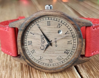 Wood watch | Walnut | Mens wrist watch | 40 mm (1 5/8") | FREE ENGRAVING | Personalized watches | Gift for men | Handmade wooden watches