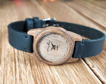 Wooden wrist watch | Walnut | Womens watch / Tiny wristwatch | 25 mm (1") | FREE ENGRAVING | Personalized watches |Handmade wristwatches