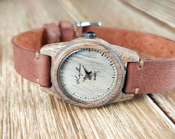 Wooden wrist watch | Walnut | Womens watch / Tiny wristwatch | 25 mm (1") | FREE ENGRAVING | Personalized watches |Handmade wristwatches