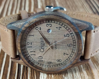 Wood watch | Walnut | Mens wrist watch | 40 mm (1 5/8") | FREE ENGRAVING | Personalized watches | Gift for men | Handmade wooden watches