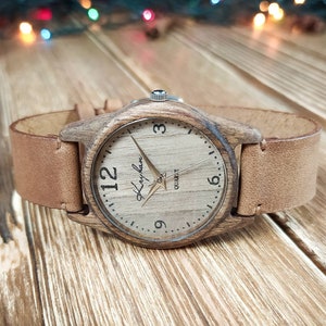 Wooden wrist watch | Made in Ukraine | Walnut | Womens watch | Unisex watch | 35 mm (1 3/8") | FREE ENGRAVING | Personalized watches