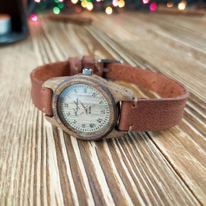 Wooden wrist watch | Made in Ukraine | Walnut | Womens watch / Tiny wristwatch | 25 mm (1") | FREE ENGRAVING | Personalized watches