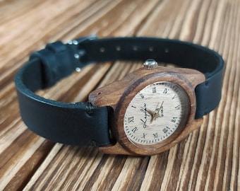 Wooden wrist watch | Walnut | Womens watch / Tiny wristwatch | 25 mm (1") | FREE ENGRAVING | Personalized watches |Handmade wristwatches