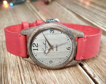 Houten horloge graveren Houten horloge Houten horloge dames Houten horloge met leren band Dames polshorloges Horloge hout Polshorloge