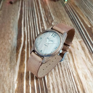 Wooden wrist watch Made in Ukraine FREE ENGRAVING Walnut Womens watch / Unisex watch 35 mm 1 3/8 Personalized watches image 6