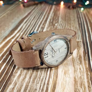 Wooden wrist watch Made in Ukraine FREE ENGRAVING Walnut Womens watch / Unisex watch 35 mm 1 3/8 Personalized watches image 5