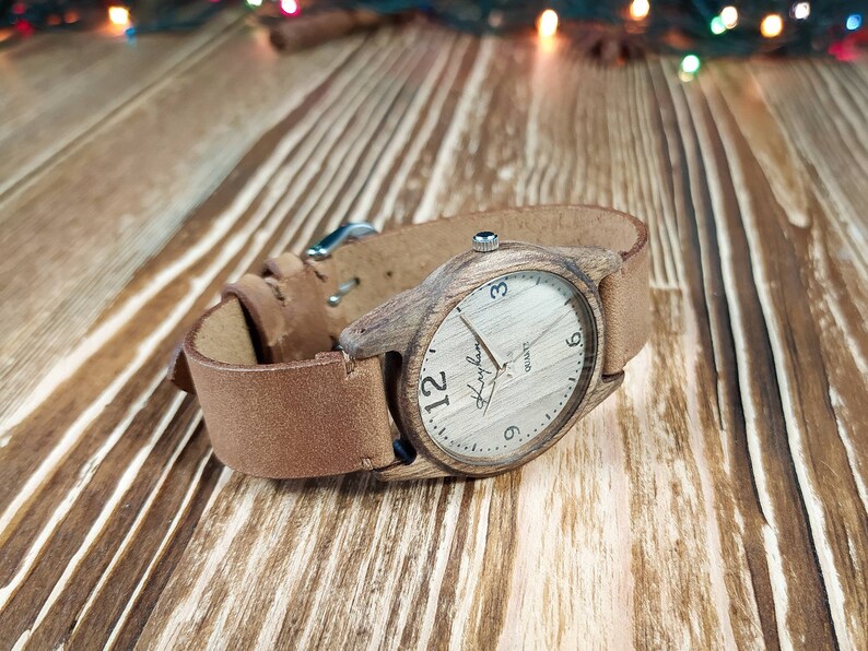 Wooden wrist watch Made in Ukraine FREE ENGRAVING Walnut Womens watch / Unisex watch 35 mm 1 3/8 Personalized watches image 5