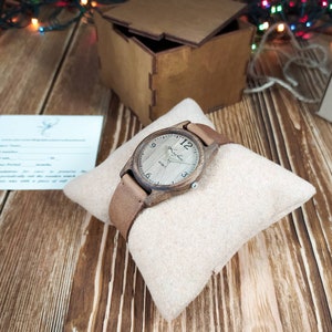 Wooden wrist watch Made in Ukraine FREE ENGRAVING Walnut Womens watch / Unisex watch 35 mm 1 3/8 Personalized watches image 9