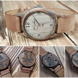 Wooden wrist watch Made in Ukraine FREE ENGRAVING Walnut Womens watch / Unisex watch 35 mm 1 3/8 Personalized watches image 1