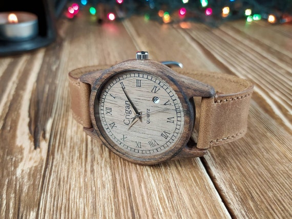 Houten horloges mannen Houten horloge man Horloge graveren Horloge met leren band Polshorloge heren Houten polshorloge heren Houten sieraden Etsy Belgie