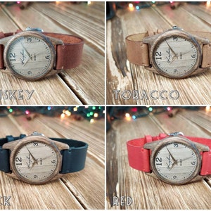 Wooden wrist watch Made in Ukraine FREE ENGRAVING Walnut Womens watch / Unisex watch 35 mm 1 3/8 Personalized watches image 2