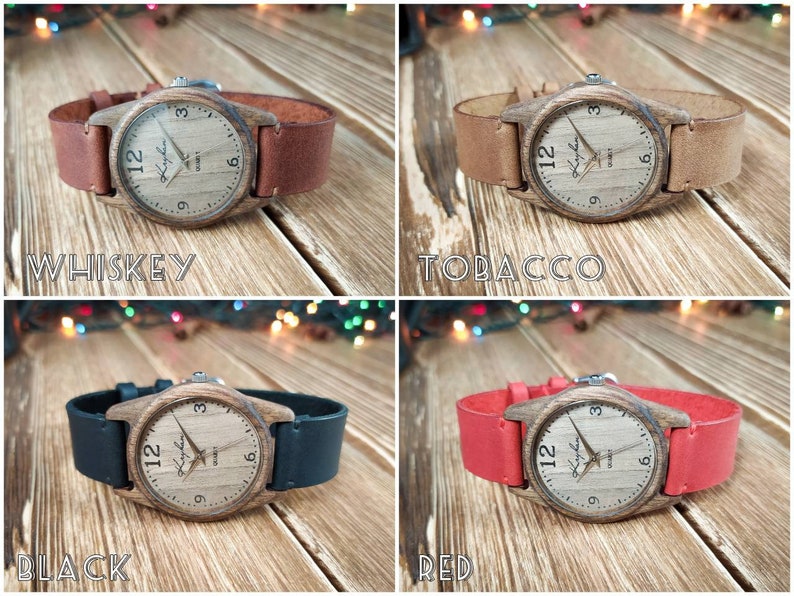 Wooden wrist watch Made in Ukraine FREE ENGRAVING Walnut Womens watch / Unisex watch 35 mm 1 3/8 Personalized watches image 2