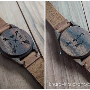 Reloj de madera / Nogal / Reloj de pulsera para hombre / 40 mm 1 5/8 / GRABADO GRATIS / Relojes personalizados / Regalo para hombre / Relojes de madera hechos a mano imagen 10