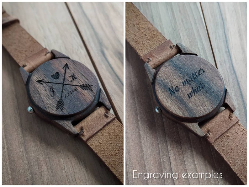 Reloj de madera / Nogal / Reloj de pulsera para hombre / 40 mm 1 5/8 / GRABADO GRATIS / Relojes personalizados / Regalo para hombre / Relojes de madera hechos a mano imagen 10