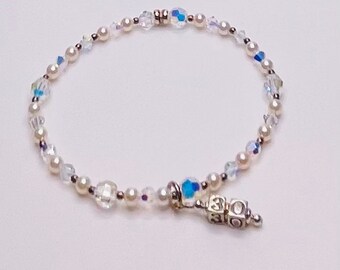 Happy 30th Birthday Bracelet ~ Birthday Jewlery ~ Swarovski Crystal & Sterling Silver Beaded Bracelet ~ Gifts For Her ~ Unique 30th Gifts