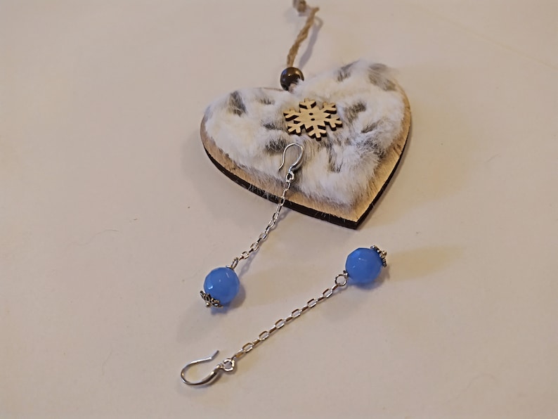 Earrings with blue jade silver earrings stone earrings chain earrings large earrings