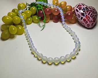 Naszyjnik z białego kamienia księżycowego, krótki naszyjnik z białego opalitu, klasyczny naszyjnik ślubny, naszyjnik ślubny, biały choker, prezent na Walentynki